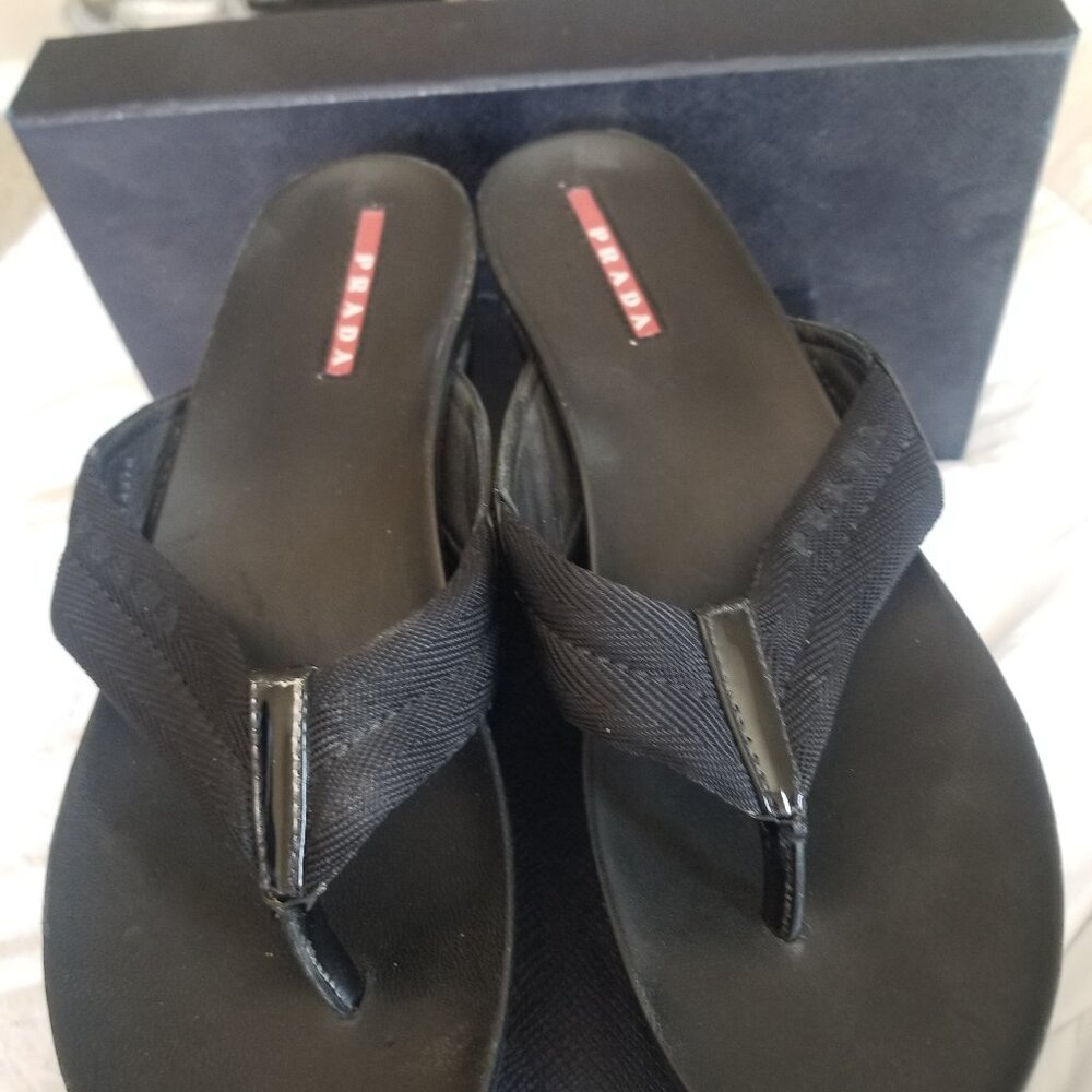 Prada wedge flip flops